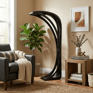Obsidian Curve Floor Lamp-Neutral Decor