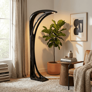 Obsidian Curve Floor Lamp-Neutral Decor