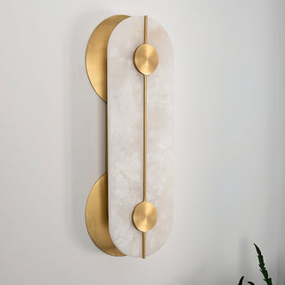 Selene Applique Murale Moderne en Albâtre et Laiton