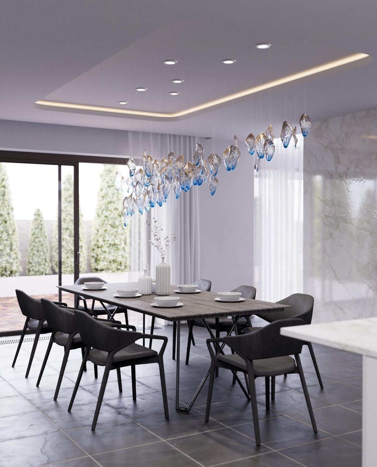 Ocean Drift Blown Glass Customize Chandelier-Neutral Decor