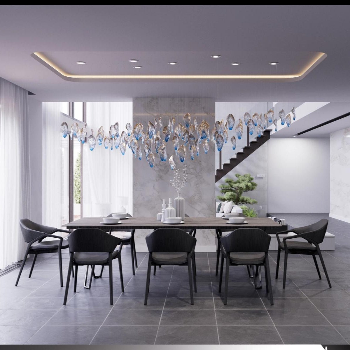 Ocean Drift Blown Glass Customize Chandelier-Neutral Decor