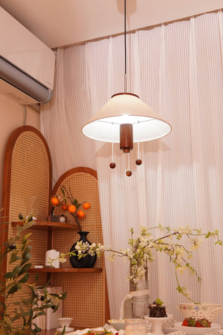 Zathee Nordic Art Classique Bois Tissu Pendentif Lampe