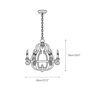 Cumaryra Lustre Traditionnel en Bois et Métal Sculpté à La Main