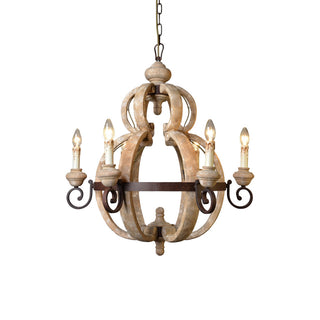 Cumaryra Lustre Traditionnel en Bois et Métal Sculpté à La Main