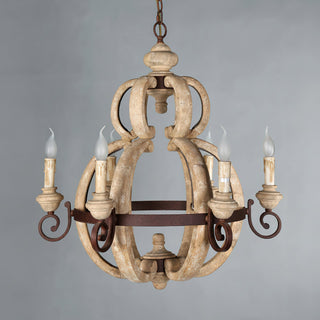 Cumaryra Lustre Traditionnel en Bois et Métal Sculpté à La Main