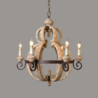 Cumaryra Lustre Traditionnel en Bois et Métal Sculpté à La Main