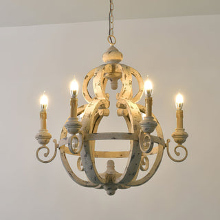 Cumaryra Lustre Traditionnel en Bois et Métal Sculpté à La Main