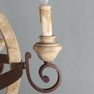 Cumaryra Lustre Traditionnel en Bois et Métal Sculpté à La Main