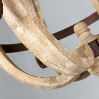 Cumaryra Lustre Traditionnel en Bois et Métal Sculpté à La Main