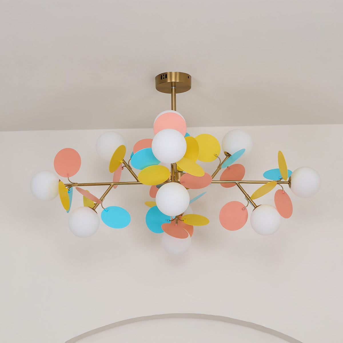 Ilvevia Lustre Arbre Blanc Cassé à Huit Abat-jours Ouverts