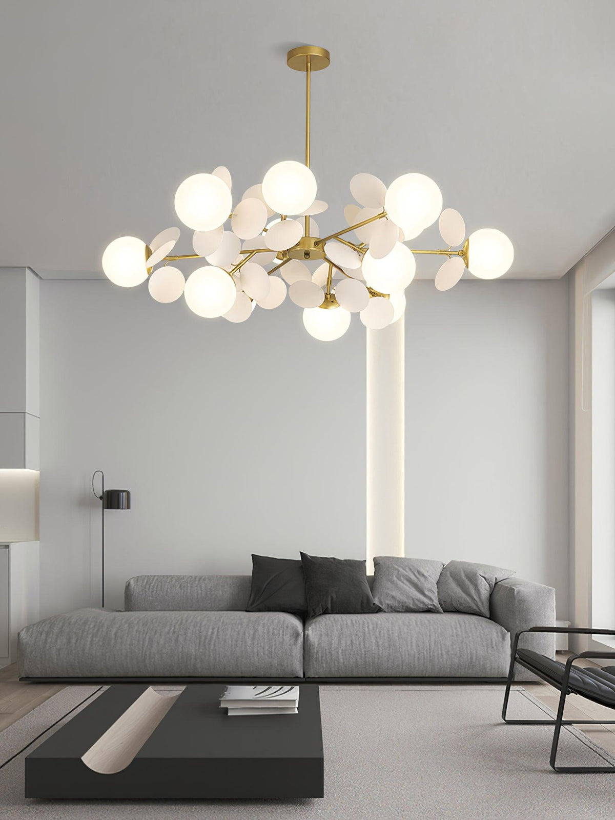 Ilvevia Lustre Arbre Blanc Cassé à Huit Abat-jours Ouverts