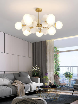 Lustra Lustre Arbre Blanc Cassé à Huit Abat-jours Ouverts