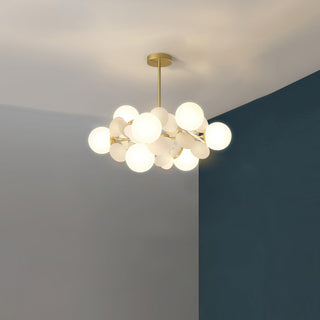 Lustra Lustre Arbre Blanc Cassé à Huit Abat-jours Ouverts