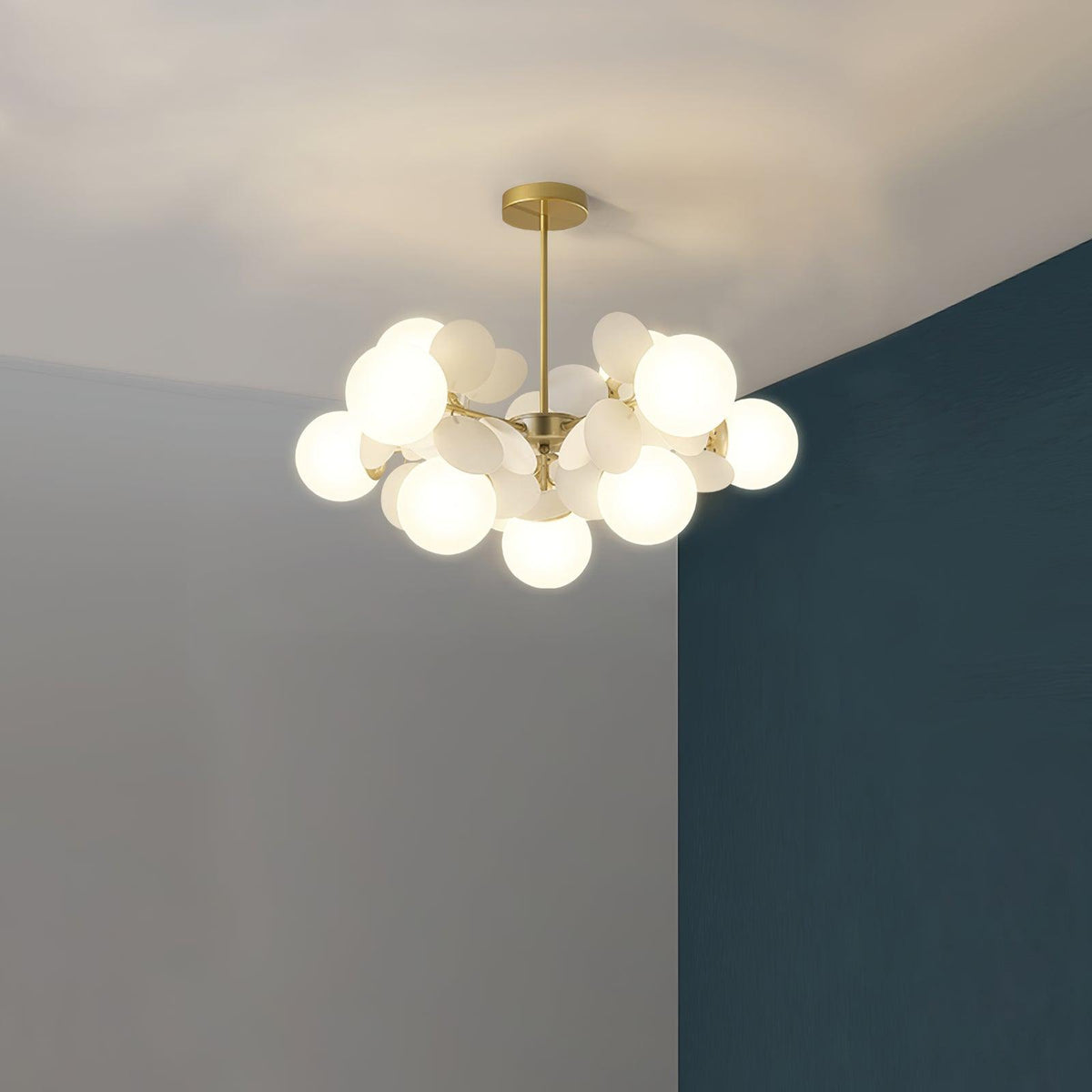 Ilvevia Lustre Arbre Blanc Cassé à Huit Abat-jours Ouverts