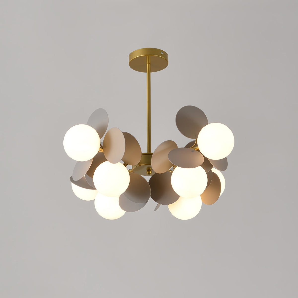 Ilvevia Lustre Arbre Blanc Cassé à Huit Abat-jours Ouverts
