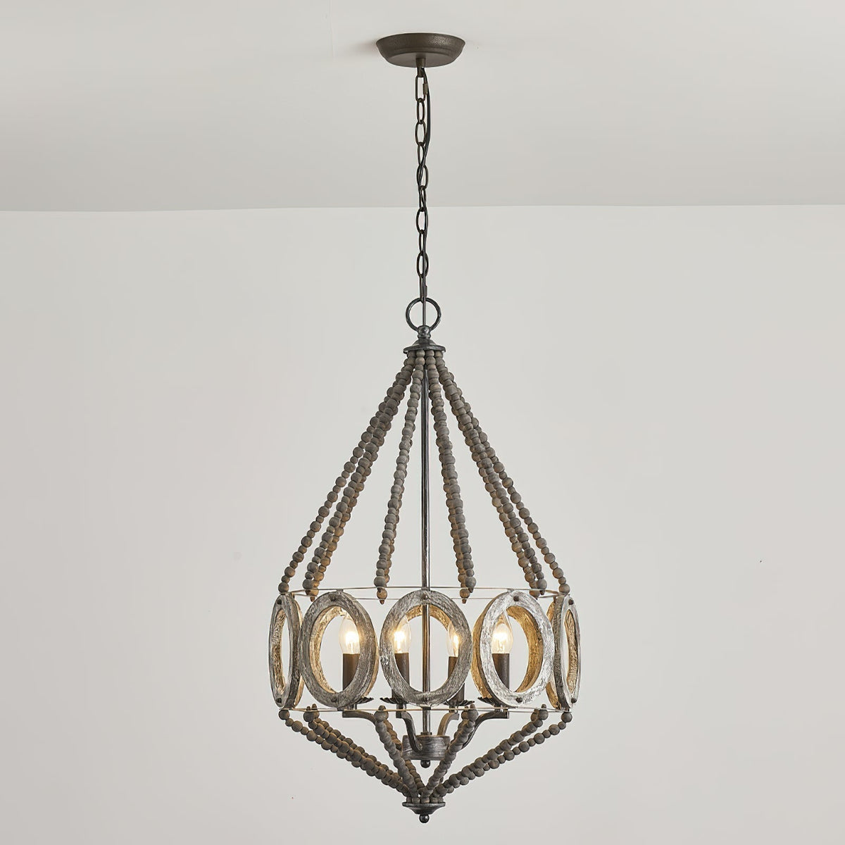 Zasorila Lustre Vintage en Bois et Métal