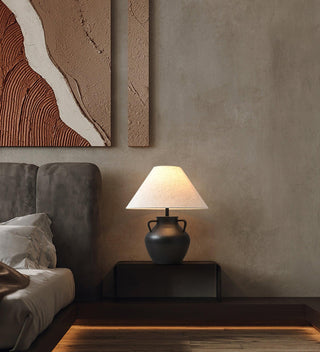 Amfora Lampe de Table en Tissu Rustique