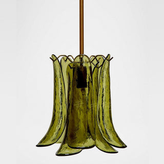 Olive Petal Glass Pendant Lamp-Neutral Decor