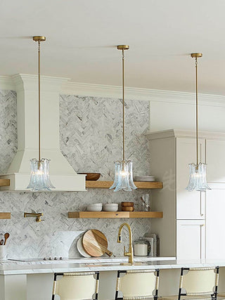 Olive Petal Glass Pendant Lamp-Neutral Decor