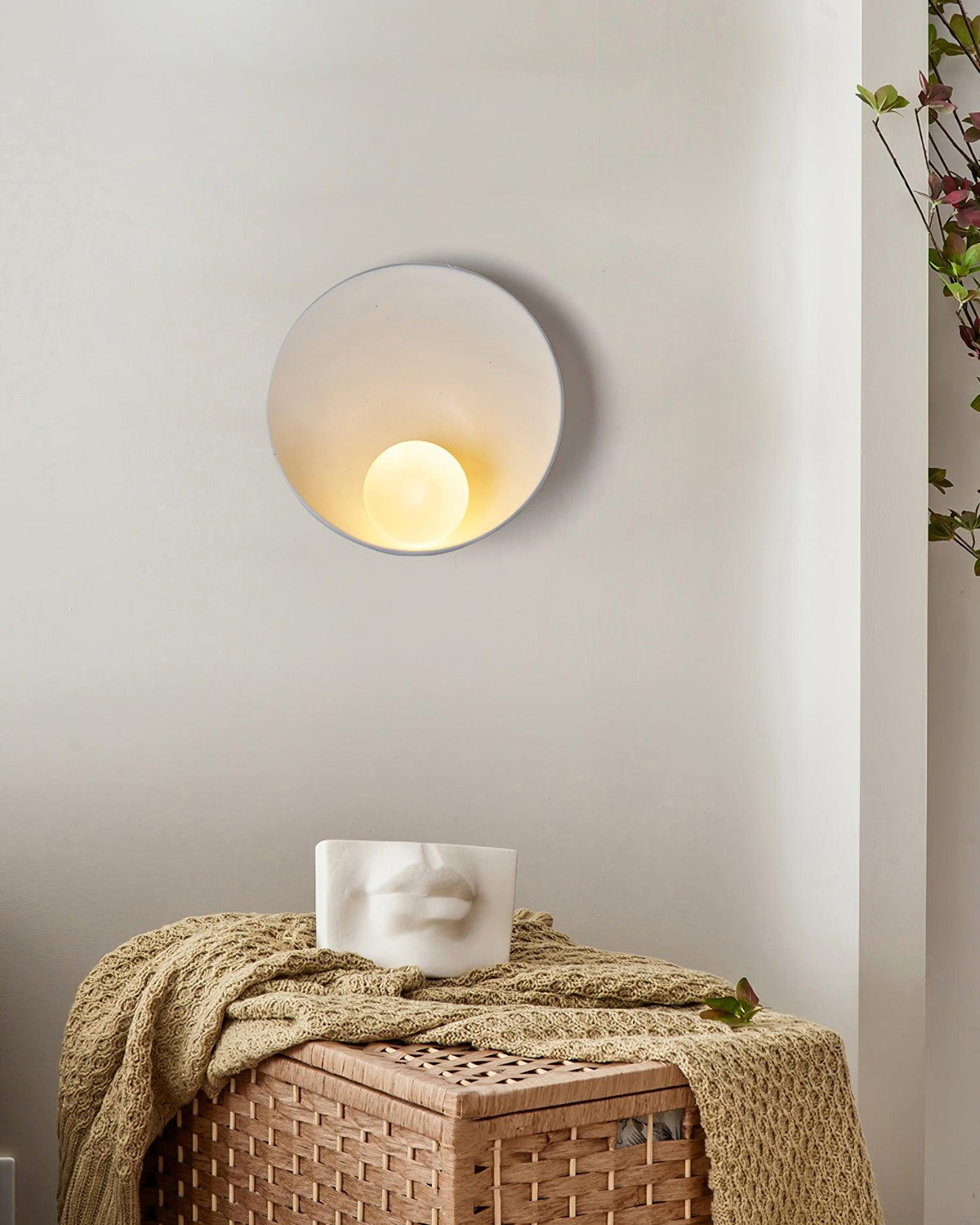 Wall Light Resin Cup Shade Metal Accent Minimalist Cozy-Neutral Decor