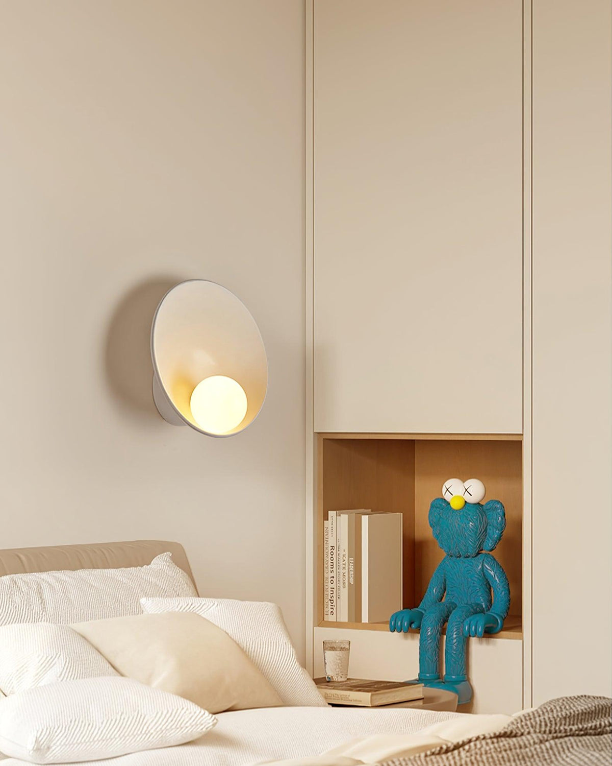 Wall Light Resin Cup Shade Metal Accent Minimalist Cozy-Neutral Decor