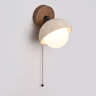 Myrinir Applique Murale Moderne Minimaliste en Bois et Travertin