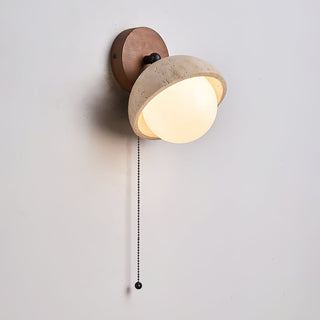 Myrinir Applique Murale Moderne Minimaliste en Bois et Travertin