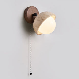 Myrinir Applique Murale Moderne Minimaliste en Bois et Travertin