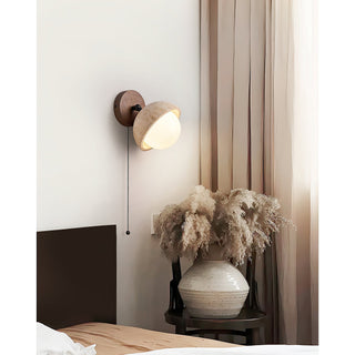 Myrinir Applique Murale Moderne Minimaliste en Bois et Travertin