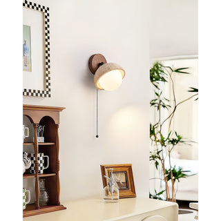 Myrinir Applique Murale Moderne Minimaliste en Bois et Travertin