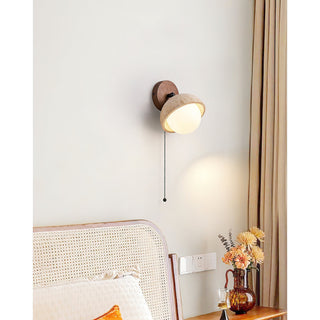 Myrinir Applique Murale Moderne Minimaliste en Bois et Travertin