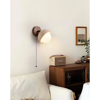 Myrinir Applique Murale Moderne Minimaliste en Bois et Travertin
