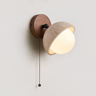 Myrinir Applique Murale Moderne Minimaliste en Bois et Travertin