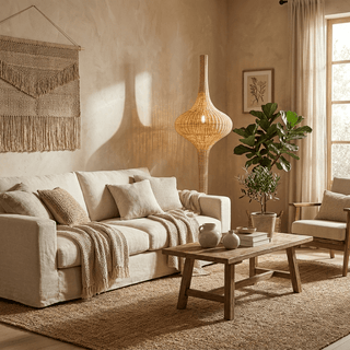 Onion Rattan Floor Lamp-Neutral Decor