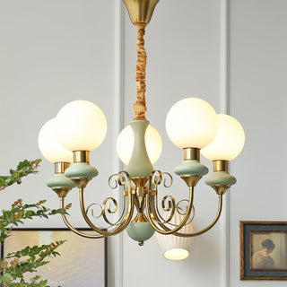 Lustra Lustre Abat-jours Verts Bras Courbés en Or