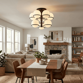 Opal Glass Globe Semiflush Chandelier-Neutral Decor