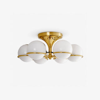 Opal Glass Globe Semiflush Chandelier-Neutral Decor