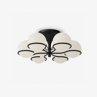 Opal Glass Globe Semiflush Chandelier-Neutral Decor