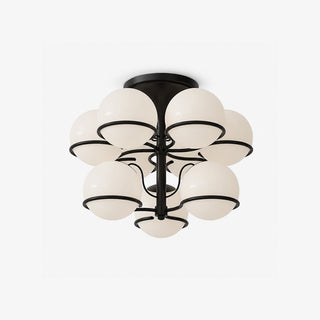 Opal Glass Globe Semiflush Chandelier-Neutral Decor