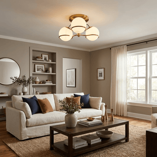 Opal Glass Globe Semiflush Chandelier-Neutral Decor