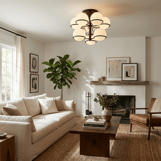 Opal Glass Globe Semiflush Chandelier-Neutral Decor