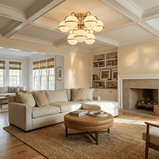Opal Glass Globe Semiflush Chandelier-Neutral Decor