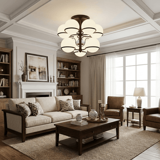 Opal Glass Globe Semiflush Chandelier-Neutral Decor