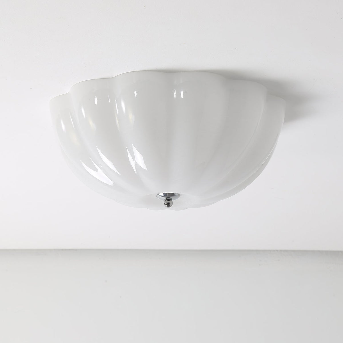 Edreon Plafonnier en Verre Opale Coquillage Moderne
