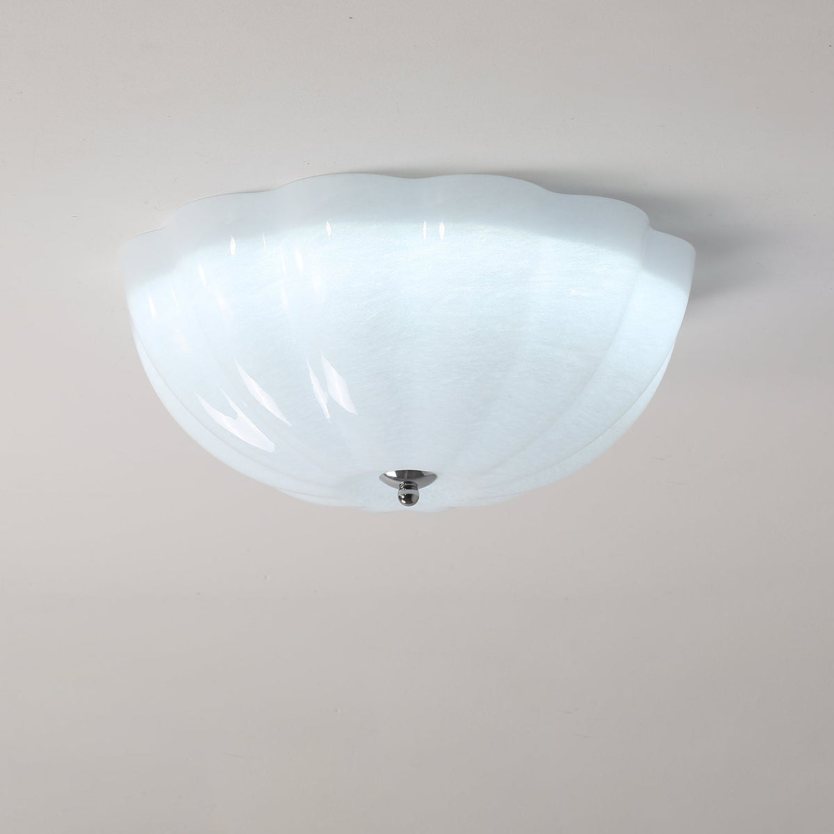 Edreon Plafonnier en Verre Opale Coquillage Moderne