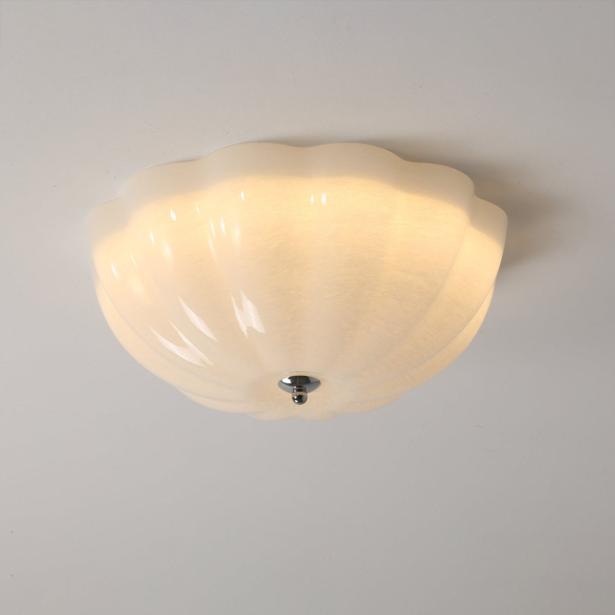 Edreon Plafonnier en Verre Opale Coquillage Moderne
