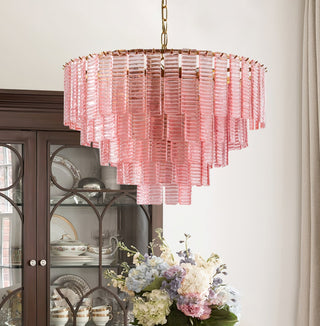 Aurora Lustre Rose Murano Verre Superposé Vintage Luxe