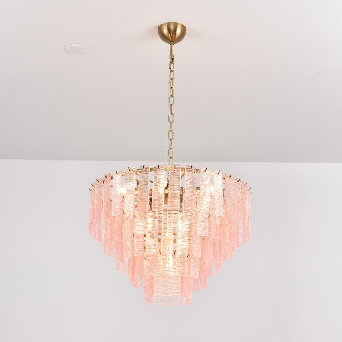 Nivoria Lustre Rose Murano Verre Superposé Vintage Luxe