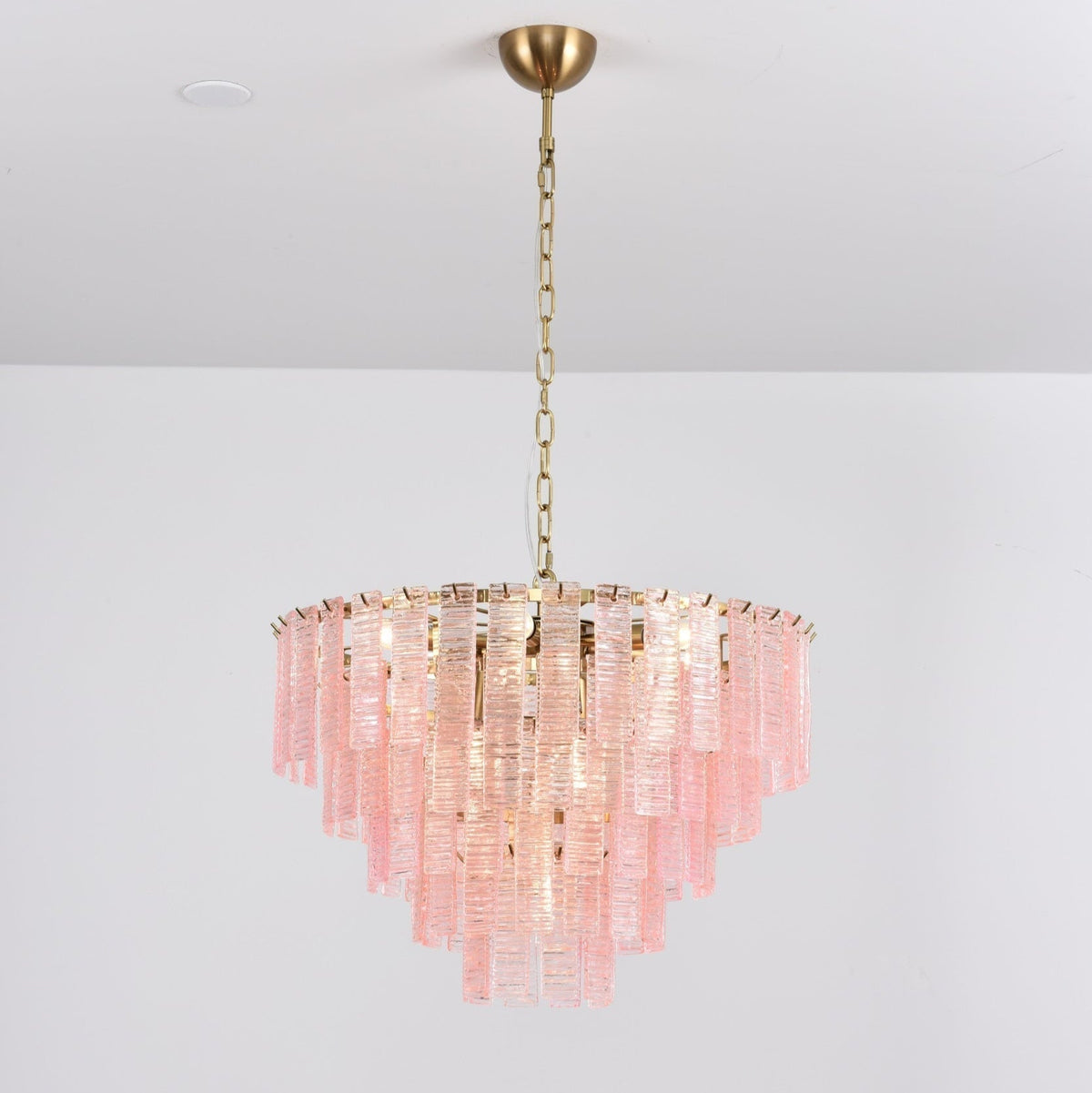 Nivoria Lustre Rose Murano Verre Superposé Vintage Luxe