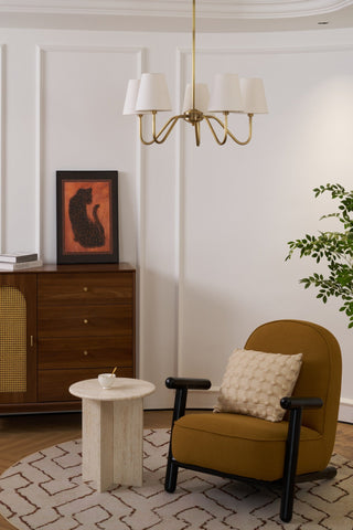 Viraean Lustre Industriel Vintage en Laiton et Tissu